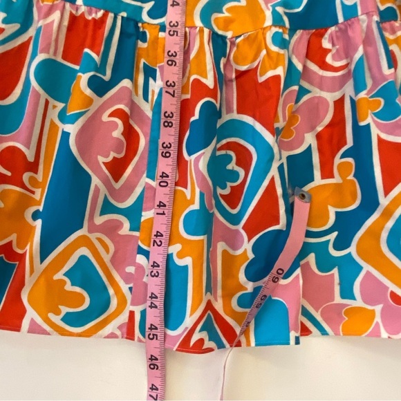 Amanda Uprichard || Adelene Smocked Midi Dress in Miami Print Large - Picture 7 of 9